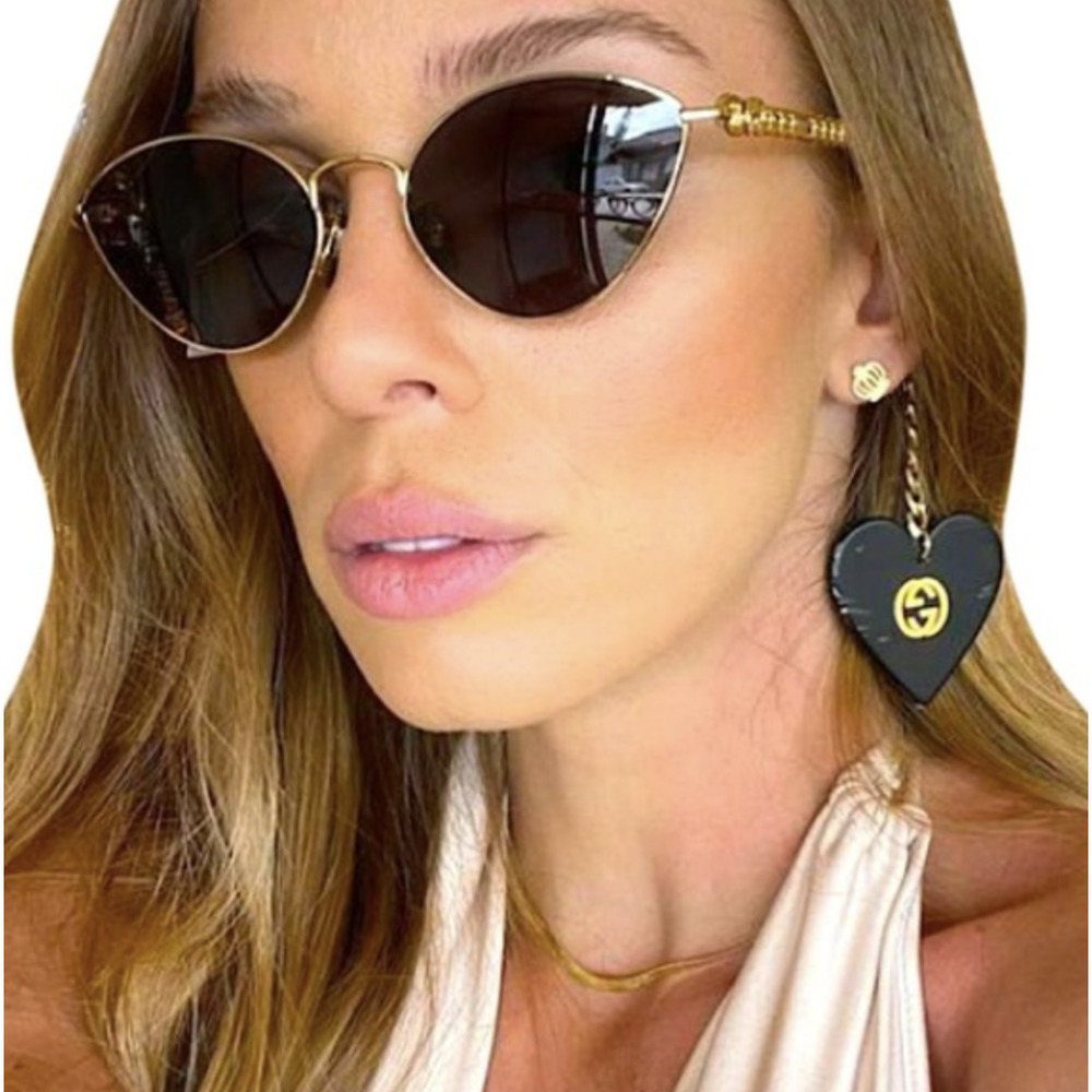 Nwt Gucci Gg0977s-002 Gold Cat Eye 57mm Sunglasses